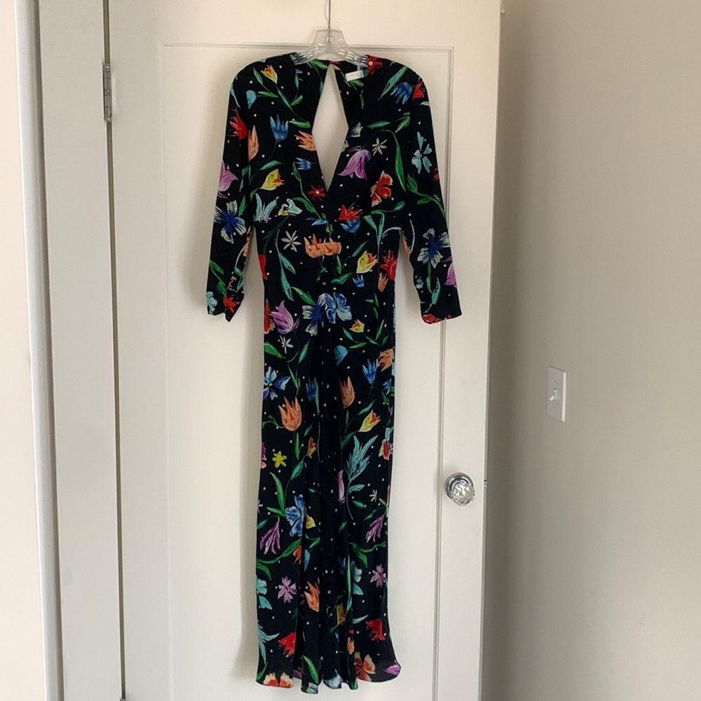 Rixo Silk Floral Open-Back Dress, Sz M